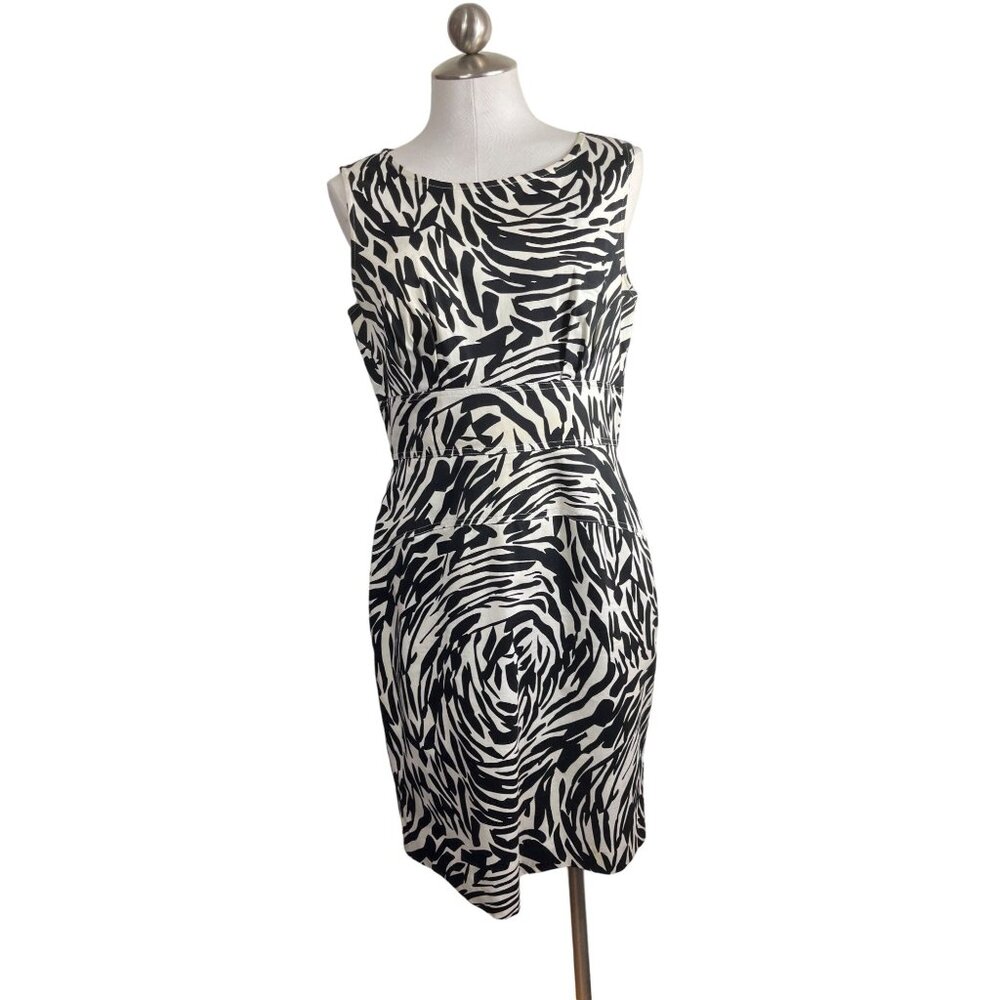 Calvin Klein Size 10  Black/White Cotton Blend Sleeveless Dress 30d